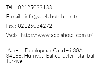 Adela Hotel iletiim bilgileri